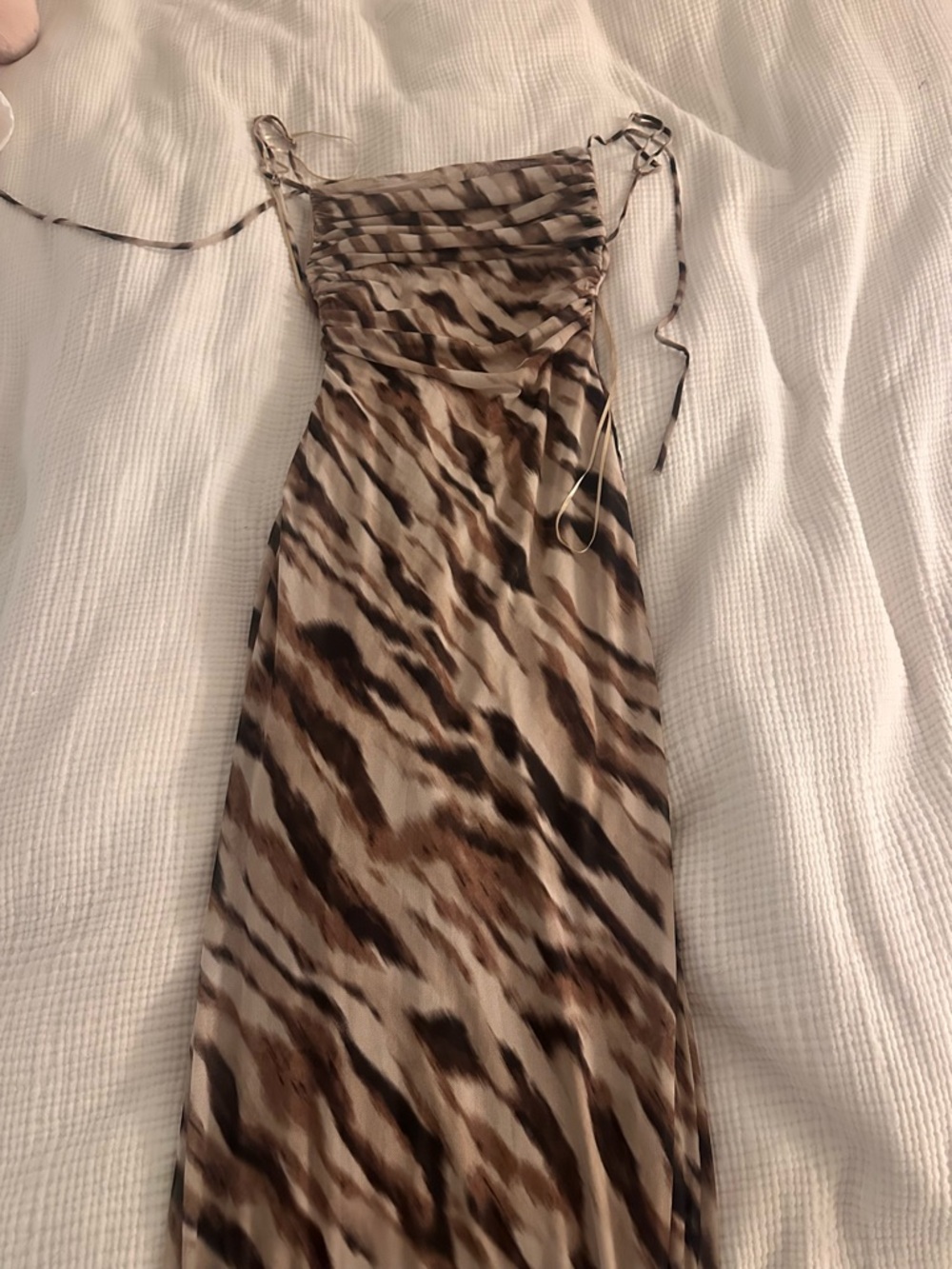 Zara Brown Animal-Print Maxi Slip Dress